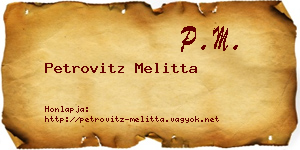 Petrovitz Melitta névjegykártya